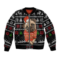 Lovely Pug Dog Christmas Bomber Jacket Xmas Holiday Patterns - Wonder Print Shop