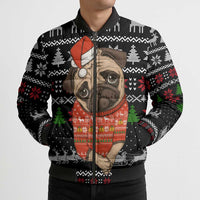 Lovely Pug Dog Christmas Bomber Puffer Jacket Xmas Holiday Patterns - Wonder Print Shop