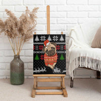 Lovely Pug Dog Christmas Canvas Wall Art Xmas Holiday Patterns - Wonder Print Shop