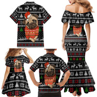Lovely Pug Dog Christmas Family Matching Mermaid Dress and Hawaiian Shirt Xmas Holiday Patterns - Wonder Print Shop