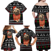 Lovely Pug Dog Christmas Family Matching Off Shoulder Maxi Dress and Hawaiian Shirt Xmas Holiday Patterns - Wonder Print Shop