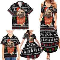 Lovely Pug Dog Christmas Family Matching Summer Maxi Dress and Hawaiian Shirt Xmas Holiday Patterns - Wonder Print Shop