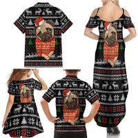 Lovely Pug Dog Christmas Family Matching Summer Maxi Dress and Hawaiian Shirt Xmas Holiday Patterns - Wonder Print Shop