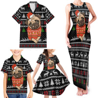Lovely Pug Dog Christmas Family Matching Tank Maxi Dress and Hawaiian Shirt Xmas Holiday Patterns - Wonder Print Shop