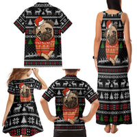 Lovely Pug Dog Christmas Family Matching Tank Maxi Dress and Hawaiian Shirt Xmas Holiday Patterns - Wonder Print Shop