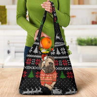 Lovely Pug Dog Christmas Grocery Bag Xmas Holiday Patterns - Wonder Print Shop