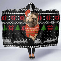 Lovely Pug Dog Christmas Hooded Blanket Xmas Holiday Patterns - Wonder Print Shop