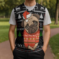 Lovely Pug Dog Christmas Knitted V-Neck Vest Xmas Holiday Patterns - Wonder Print Shop