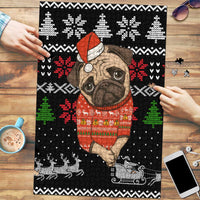 Lovely Pug Dog Christmas Puzzle Xmas Holiday Patterns - Wonder Print Shop