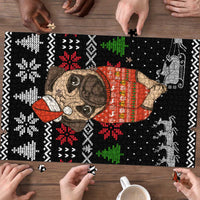 Lovely Pug Dog Christmas Puzzle Xmas Holiday Patterns - Wonder Print Shop