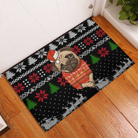 Lovely Pug Dog Christmas Rubber Doormat Xmas Holiday Patterns - Wonder Print Shop