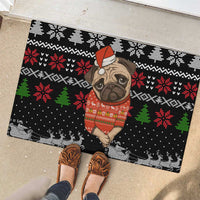 Lovely Pug Dog Christmas Rubber Doormat Xmas Holiday Patterns - Wonder Print Shop