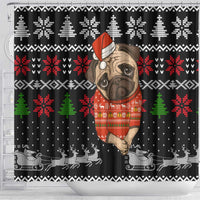 Lovely Pug Dog Christmas Shower Curtain Xmas Holiday Patterns - Wonder Print Shop