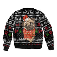 Lovely Pug Dog Christmas Sleeve Zip Bomber Jacket Xmas Holiday Patterns - Wonder Print Shop