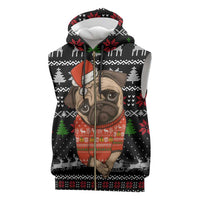 Lovely Pug Dog Christmas Sleeveless Zip Hoodie Xmas Holiday Patterns - Wonder Print Shop