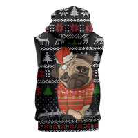 Lovely Pug Dog Christmas Sleeveless Zip Hoodie Xmas Holiday Patterns - Wonder Print Shop