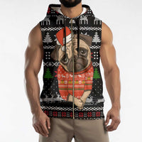 Lovely Pug Dog Christmas Sleeveless Zip Hoodie Xmas Holiday Patterns - Wonder Print Shop