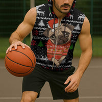 Lovely Pug Dog Christmas Sleeveless Zip Hoodie Xmas Holiday Patterns - Wonder Print Shop