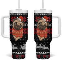 Lovely Pug Dog Christmas Tumbler With Handle Xmas Holiday Patterns - Wonder Print Shop