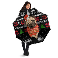 Lovely Pug Dog Christmas Umbrella Xmas Holiday Patterns - Wonder Print Shop