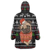 Lovely Pug Dog Christmas Wearable Blanket Hoodie Xmas Holiday Patterns - Wonder Print Shop