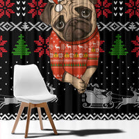 Lovely Pug Dog Christmas Window Curtain Xmas Holiday Patterns - Wonder Print Shop