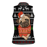 Lovely Pug Dog Christmas Women Sleeveless Polo Shirt Xmas Holiday Patterns - Wonder Print Shop