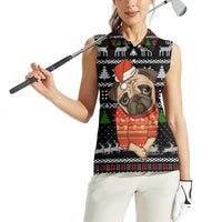 Lovely Pug Dog Christmas Women Sleeveless Polo Shirt Xmas Holiday Patterns - Wonder Print Shop