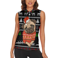 Lovely Pug Dog Christmas Women Sleeveless Polo Shirt Xmas Holiday Patterns - Wonder Print Shop