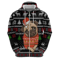 Lovely Pug Dog Christmas Zip Hoodie Xmas Holiday Patterns - Wonder Print Shop