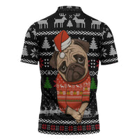 Lovely Pug Dog Christmas Zipper Polo Shirt Xmas Holiday Patterns - Wonder Print Shop