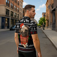 Lovely Pug Dog Christmas Zipper Polo Shirt Xmas Holiday Patterns - Wonder Print Shop