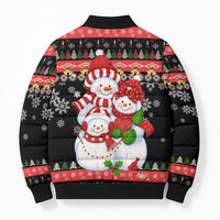 Lovely Snowman Christmas Bomber Puffer Jacket Xmas Holiday Patterns - Wonder Print Shop