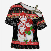 Lovely Snowman Christmas Cross Shoulder Shirt Xmas Holiday Patterns - Wonder Print Shop