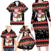 Lovely Snowman Christmas Family Matching Long Sleeve Bodycon Dress and Hawaiian Shirt Xmas Holiday Patterns - Wonder Print Shop