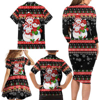 Lovely Snowman Christmas Family Matching Long Sleeve Bodycon Dress and Hawaiian Shirt Xmas Holiday Patterns - Wonder Print Shop