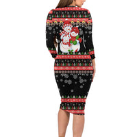 Lovely Snowman Christmas Family Matching Long Sleeve Bodycon Dress and Hawaiian Shirt Xmas Holiday Patterns - Wonder Print Shop