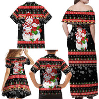 Lovely Snowman Christmas Family Matching Off Shoulder Maxi Dress and Hawaiian Shirt Xmas Holiday Patterns - Wonder Print Shop