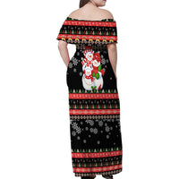 Lovely Snowman Christmas Family Matching Off Shoulder Maxi Dress and Hawaiian Shirt Xmas Holiday Patterns - Wonder Print Shop