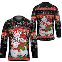 Lovely Snowman Christmas Hockey Jersey Xmas Holiday Patterns - Wonder Print Shop