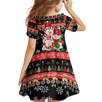 Lovely Snowman Christmas Kid Short Sleeve Dress Xmas Holiday Patterns - Wonder Print Shop