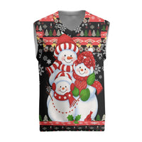 Lovely Snowman Christmas Knitted V-Neck Vest Xmas Holiday Patterns - Wonder Print Shop