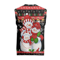 Lovely Snowman Christmas Knitted V-Neck Vest Xmas Holiday Patterns - Wonder Print Shop