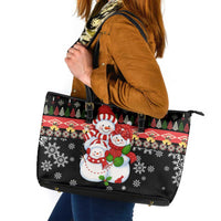 Lovely Snowman Christmas Leather Tote Bag Xmas Holiday Patterns - Wonder Print Shop
