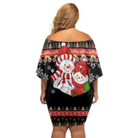 Lovely Snowman Christmas Off Shoulder Short Dress Xmas Holiday Patterns - Wonder Print Shop