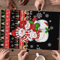 Lovely Snowman Christmas Puzzle Xmas Holiday Patterns - Wonder Print Shop