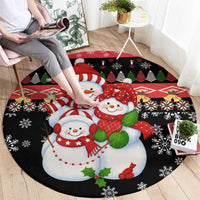 Lovely Snowman Christmas Round Carpet Xmas Holiday Patterns - Wonder Print Shop