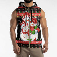 Lovely Snowman Christmas Sleeveless Zip Hoodie Xmas Holiday Patterns - Wonder Print Shop