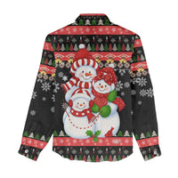 Lovely Snowman Christmas Women Casual Shirt Xmas Holiday Patterns - Wonder Print Shop