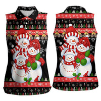 Lovely Snowman Christmas Women Sleeveless Polo Shirt Xmas Holiday Patterns - Wonder Print Shop